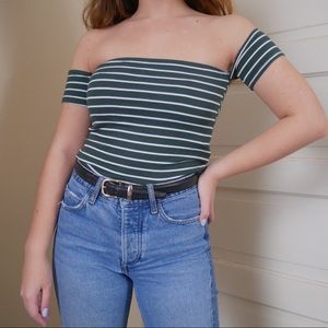 Off the Shoulder Striped Crop Top
